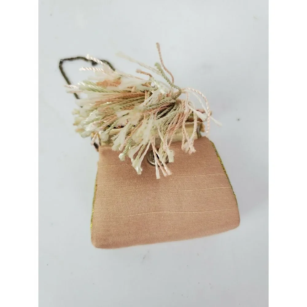 Victorian Purse Ornament‎ Pink Tassels Flowers Christmas